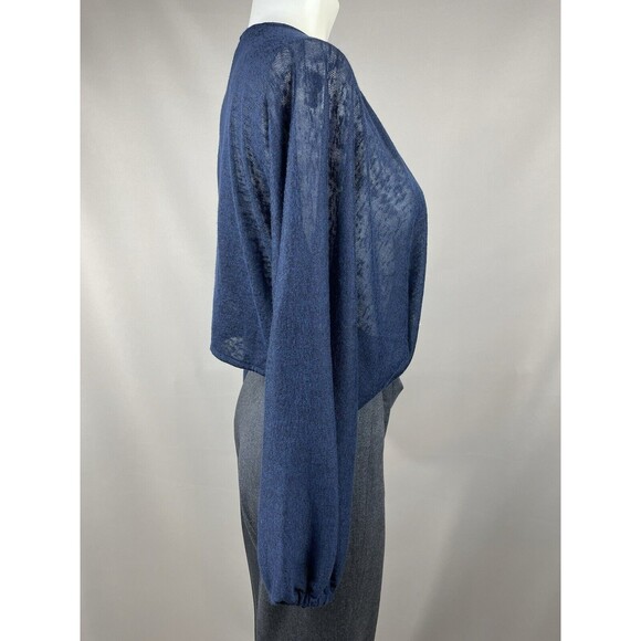 G by Giuliana Batwing Sleeve Cropped Cardigan Medium Dark Blue Academia Basic - Picture 14 of 15